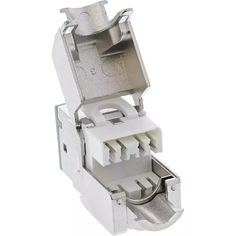 InLine Keystone RJ45-rasia, suojattu, Cat.6A, harmaa 8 kpl:n pakkaus