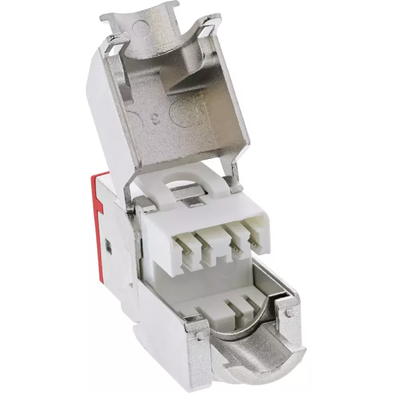 InLine Keystone RJ45-rasia, suojattu, Cat.6A, punainen, 8 kpl:n pakkaus