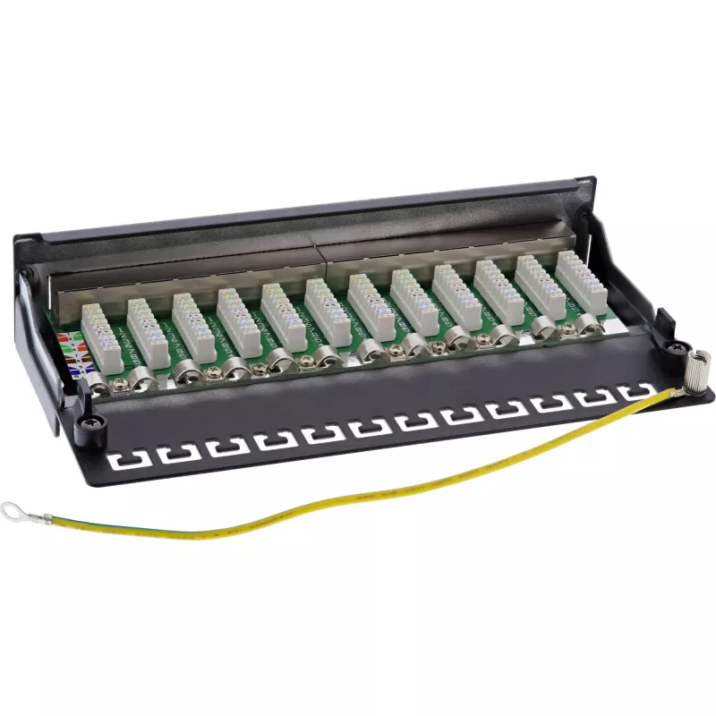 InLine patch-paneeli Cat.6 12 porttia pöytä-/seinäasennus musta RAL9005