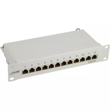 InLine 10 tuuman Cat.6 patch-paneeli 12 porttia 1U vaaleanharmaa RAL7035