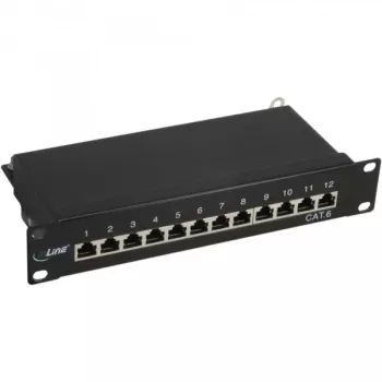 InLine patch-paneeli 10 tuuman Cat.6 12 porttia 1U musta RAL9005
