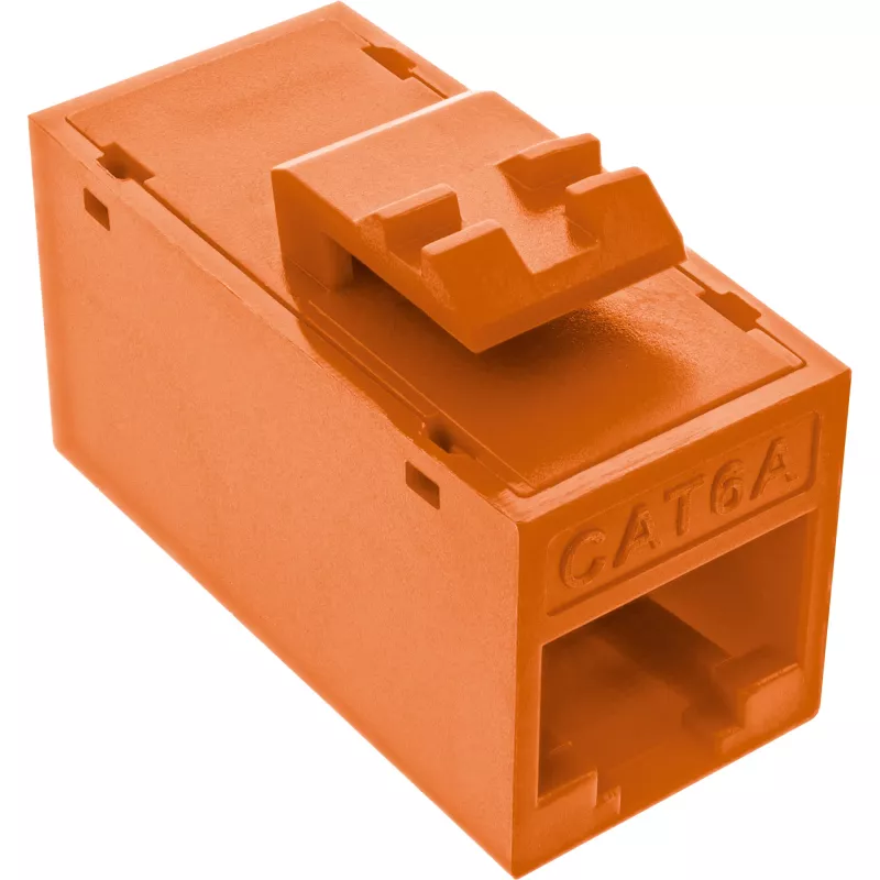 InLine Keystone RJ45-rasia/-liitäntä, suojaamaton, Cat.6A, 8 kpl:n pakkaus, oranssi