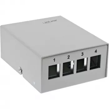 InLine pöytä-konsolidointipistelaatikko 4x Keystone RJ45, metalli, RAL7035