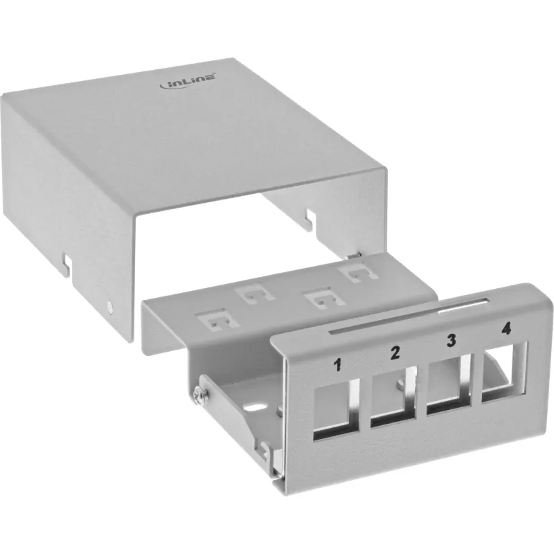 InLine pöytä-konsolidointipistelaatikko 4x Keystone RJ45, metalli, RAL7035