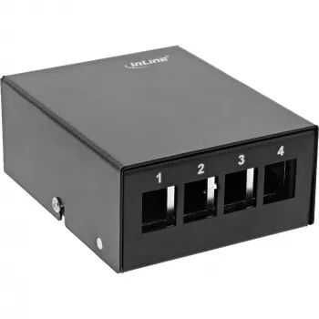 InLine pöytä-konsolidointipistelaatikko 4x Keystone RJ45, metalli, musta RAL9005