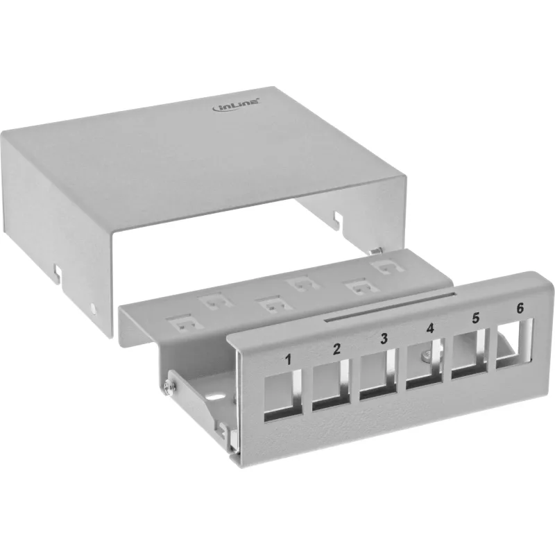 InLine pöytä-konsolidointipistelaatikko 6x Keystone RJ45, metalli, RAL7035