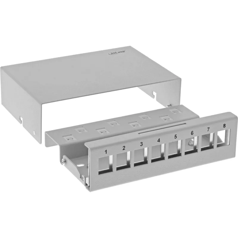 InLine pöytä-konsolidointipistelaatikko 8x Keystone RJ45, metalli, RAL7035