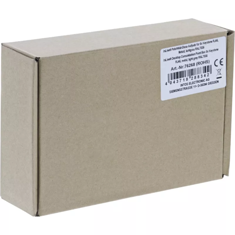 InLine pöytä-konsolidointipistelaatikko 8x Keystone RJ45, metalli, RAL7035