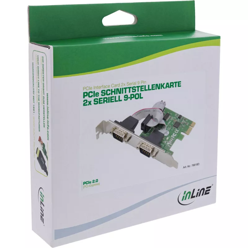 InLine liitäntäkortti 2x sarjaportti 9 pin PCIe PCI-Express uros