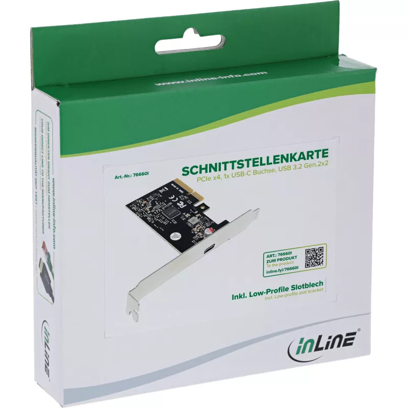 Sisäinen USB Type-C -sovitinkortti InLine 76660I PCIe 20 Gbit/s