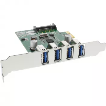 InLine USB 3.0 4 porttia isäntäohjain PCIe sis. LP-paneelin ja 4 pin Aux. virta