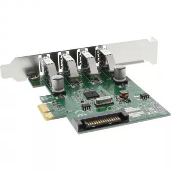 InLine USB 3.0 4 porttia isäntäohjain PCIe sis. LP-paneelin ja 4 pin Aux. virta
