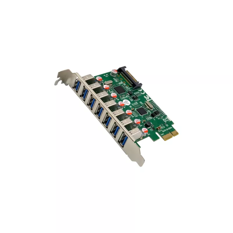 InLine USB-A 3.2 Gen.1 7 porttia isäntäohjain PCIe, SATA-virtalähde