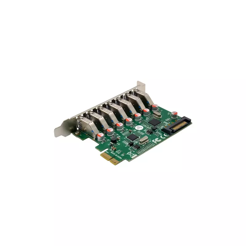 InLine USB-A 3.2 Gen.1 7 porttia isäntäohjain PCIe, SATA-virtalähde