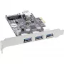 InLine 3+1 portin USB 3.0 -isäntäohjain, PCIe, SATA-virtaliitännällä ja LP-pidikkeellä