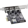InLine 3+1 portin USB 3.0 -isäntäohjain, PCIe, SATA-virtaliitännällä ja LP-pidikkeellä