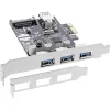 InLine 3+1 portin USB 3.0 -isäntäohjain, PCIe, SATA-virtaliitännällä ja LP-pidikkeellä