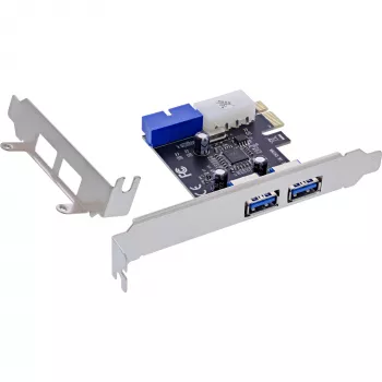 InLine 2+2-porttinen USB 3.2 Gen.1 -isäntäohjain, PCIe, SATA-virtalähdöllä + LP-kehikko