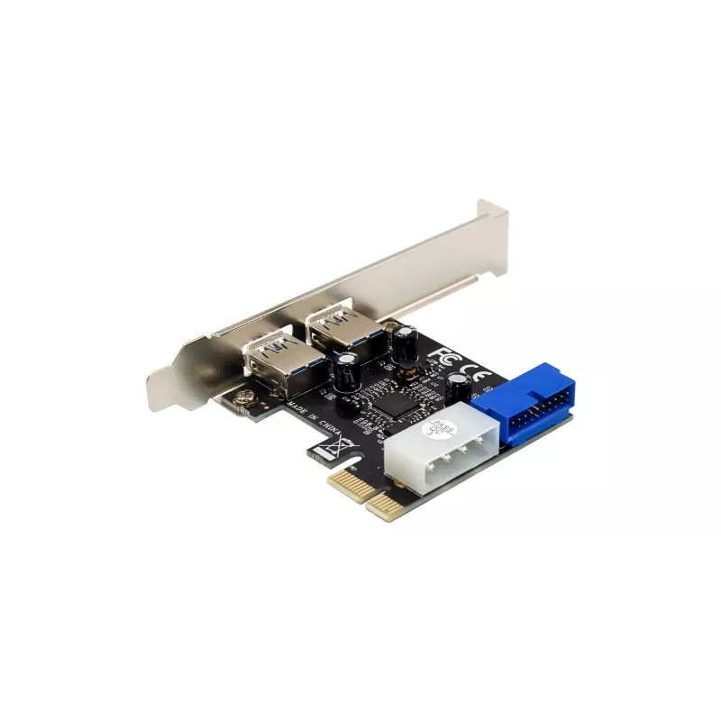 InLine 2+2-porttinen USB 3.2 Gen.1 -isäntäohjain, PCIe, SATA-virtalähdöllä + LP-kehikko
