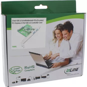 InLine 2-porttinen USB 3.0 -isäntäohjainkortti SATA-lisävirtaliitännällä PCIe