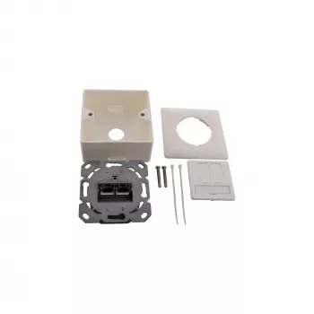 InLine uppoasennusrasia Cat.6A pinta-asennus 2x RJ45-pistorasia RAL9010 valkoinen