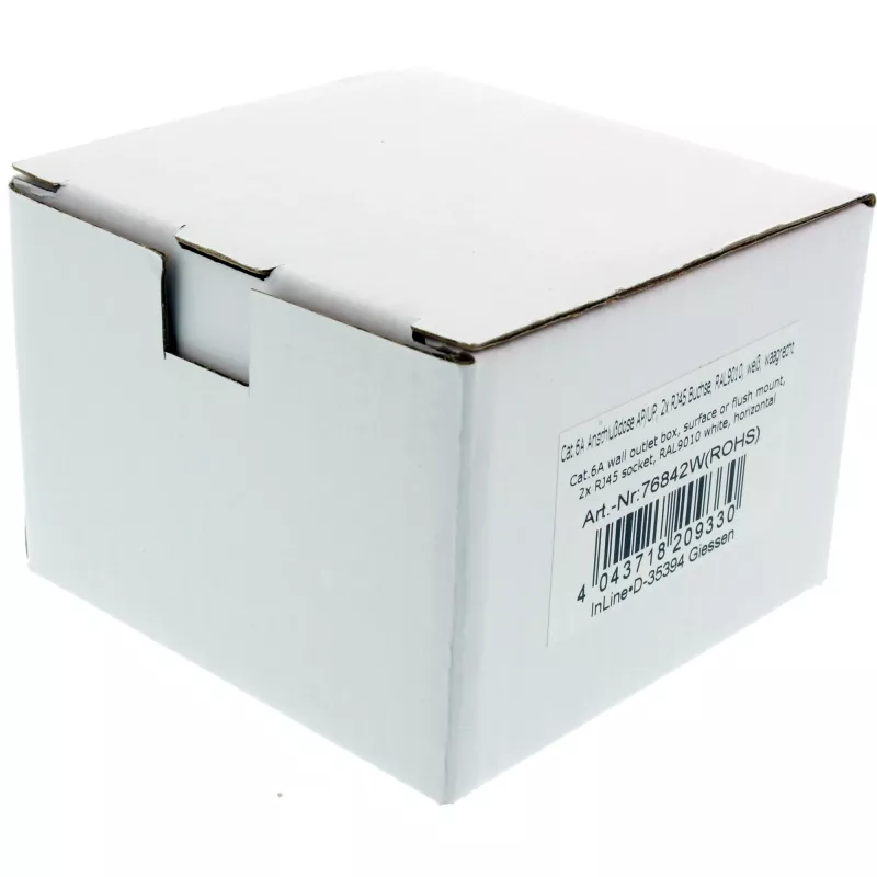 InLine uppoasennusrasia Cat.6A pinta-asennus 2x RJ45-pistorasia RAL9010 valkoinen