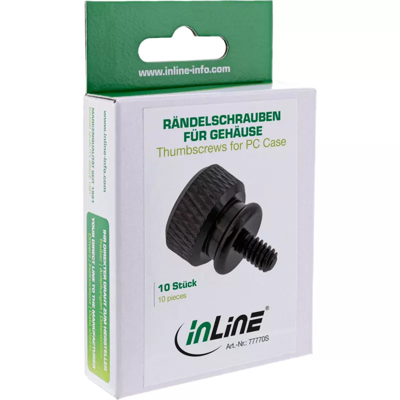 InLine peukaloruuvit koteloon, alumiini, musta, 10 kpl