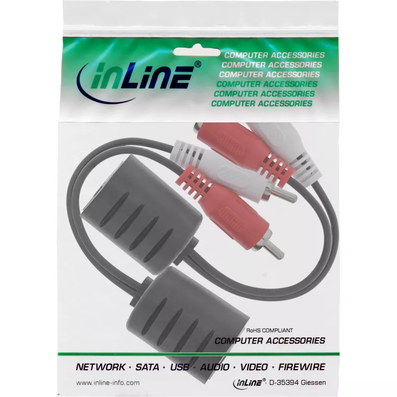 InLine RCA-audio LAN / Ethernet / RJ45 -kaapelilla 2 kpl, setti