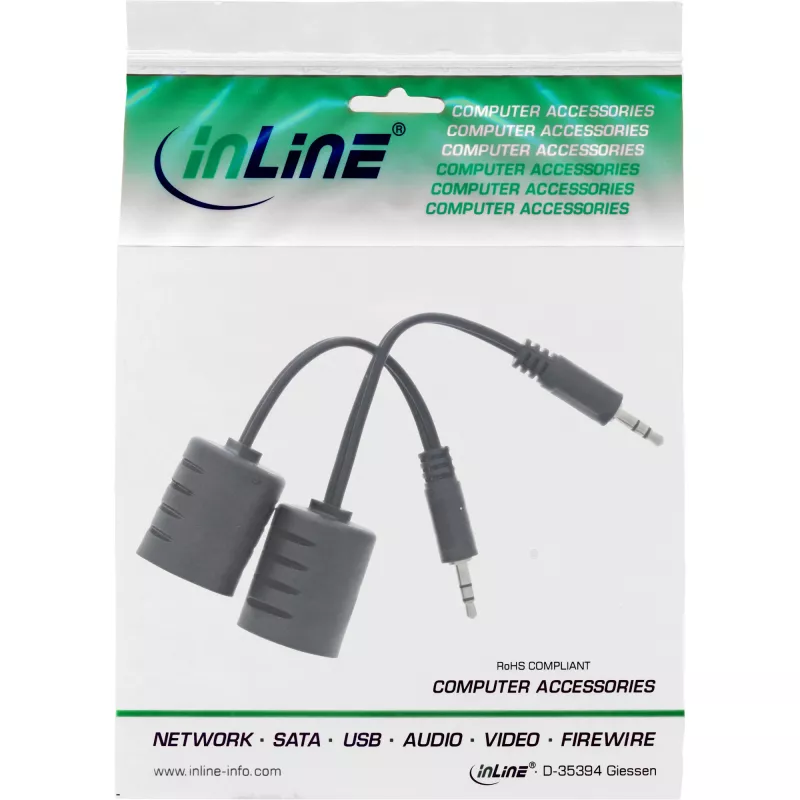 InLine 3,5 mm audio LAN / Ethernet / RJ45 -kaapelilla enintään 50 m täysi setti