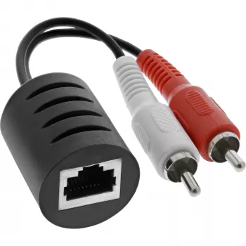 InLine RCA-audio LAN / Ethernet / RJ45 -kaapelilla enintään 50 m täysi setti