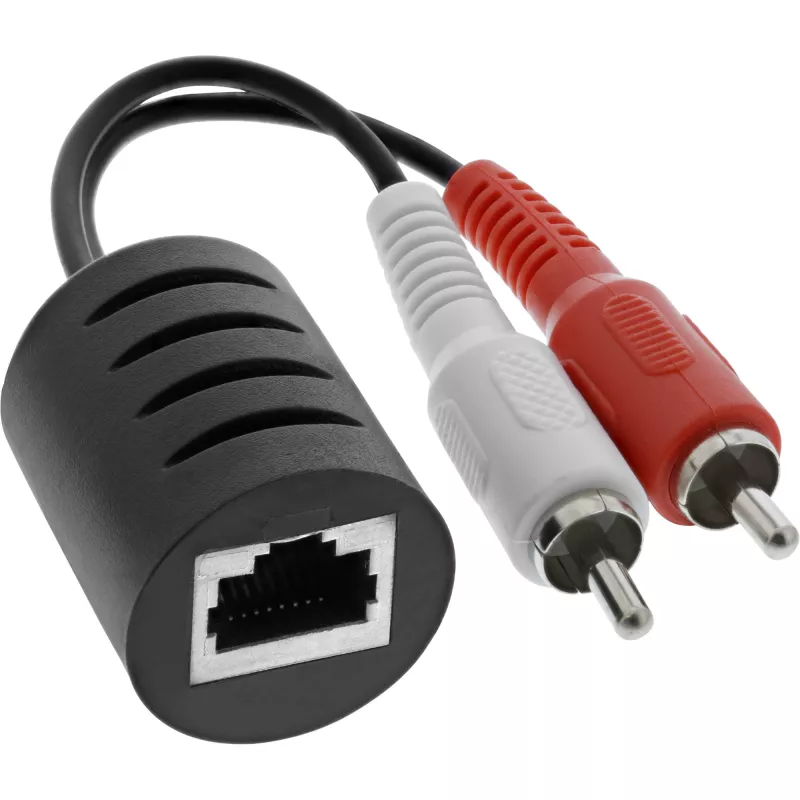 InLine RCA-audio LAN / Ethernet / RJ45 -kaapelilla enintään 50 m täysi setti