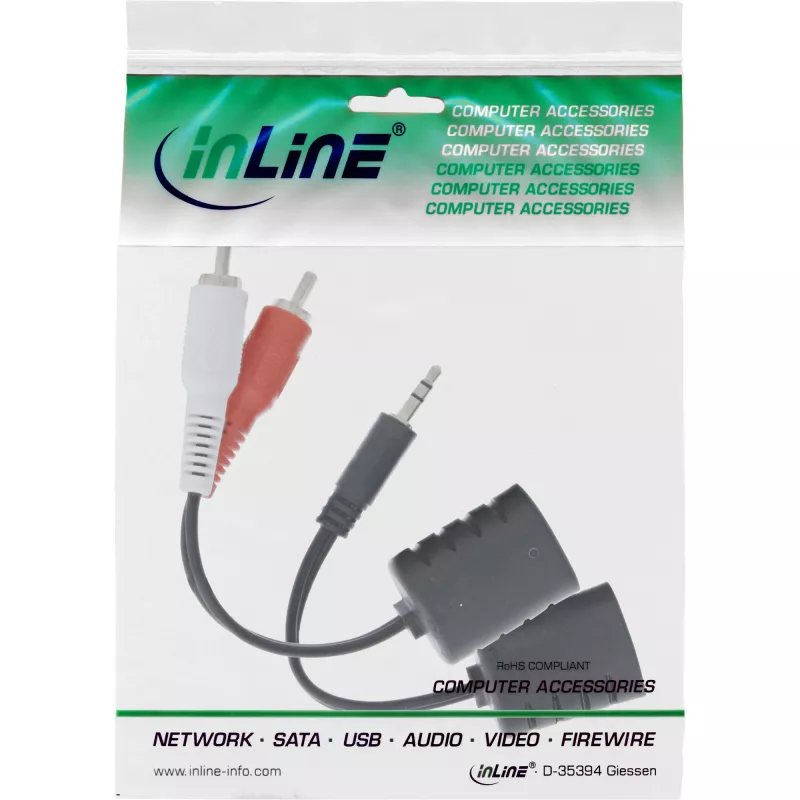 InLine RCA-audio LAN / Ethernet / RJ45 -kaapelilla enintään 50 m täysi setti