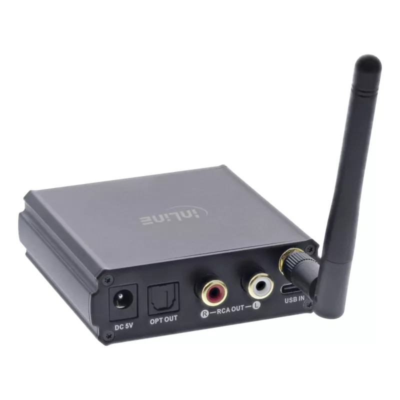 InLine Bluetooth 5.1 HiFi-vastaanotin & USB-DAC LCD-näytöllä 30 m kantama