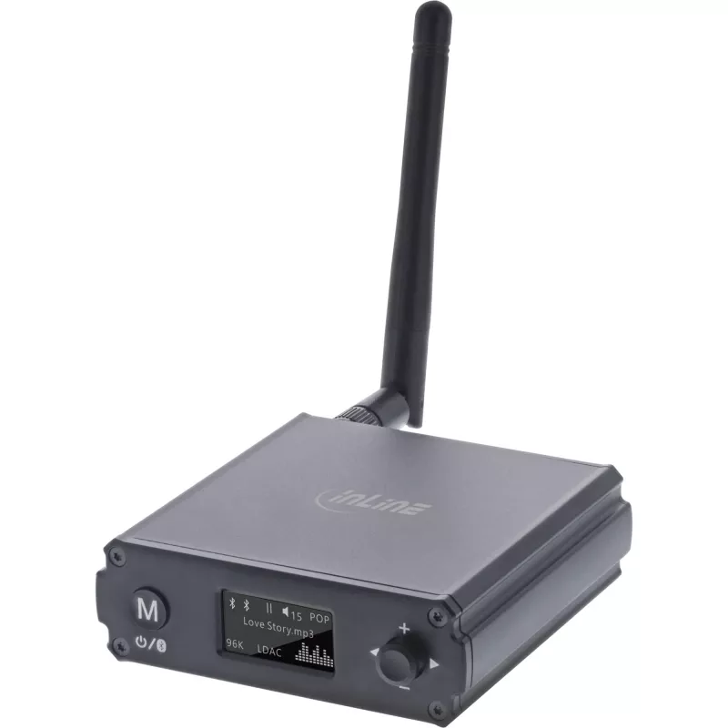 InLine Bluetooth 5.1 HiFi-vastaanotin & USB-DAC LCD-näytöllä 30 m kantama