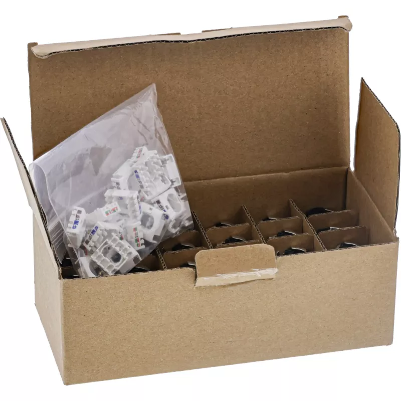 InLine 24-portin bulk-pakkaus Keystone RJ45 Jack ohut SNAP-In Cat.6A integroidulla kaapelisiteellä (B-76202P)