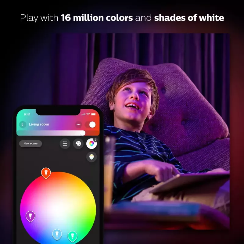 Smart LED -aloituspaketti Philips Hue White and Colour Ambience — 2× E27 11W polttimoa, Bluetooth/Zigbee