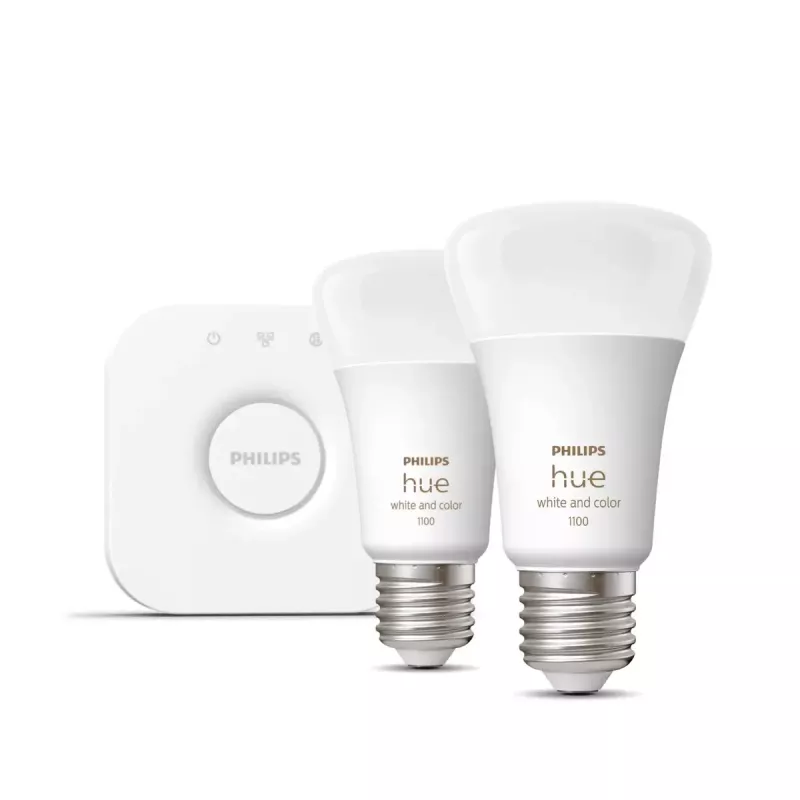 Smart LED -aloituspaketti Philips Hue White and Colour Ambience — 2× E27 11W polttimoa, Bluetooth/Zigbee