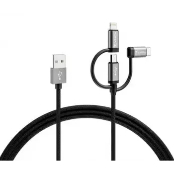 Varta Speed Charge & Sync 3-in-1-kaapeli, USB-A - Lightning/Micro-USB/USB-C
