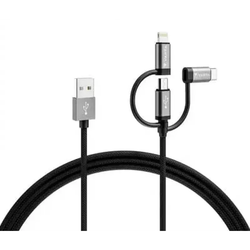 Varta Speed Charge & Sync 3-in-1 -kaapeli, USB-A – Lightning/Micro-USB/USB-C