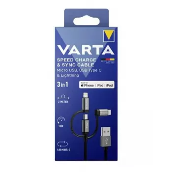 Varta Speed Charge & Sync 3-in-1-kaapeli, USB-A - Lightning/Micro-USB/USB-C