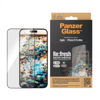 PanzerGlass ® Re:fresh näytönsuoja iPhone 15 Pro Max | Ultra-Wide Fit EasyAlignerilla