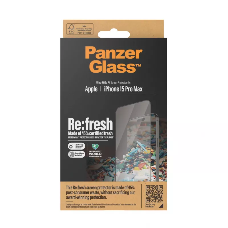 PanzerGlass ® Re:fresh näytönsuoja iPhone 15 Pro Max | Ultra-Wide Fit EasyAlignerilla