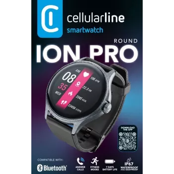 Cellularline ION PRO Round Bluetooth® älykello sovelluksella, 3,51 cm (1,38