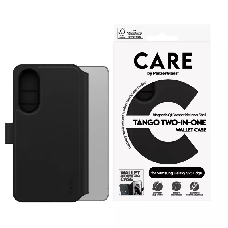 PanzerGlass CARE™ by ® Tango 2-in-1-lompakkokotelo Qi-yhteensopiva Samsung S25 Edge