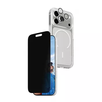 Tietosuojakotelo PanzerGlass iPhone 17 Pro 3-in-1 — CARE-sarja, näkösuoja, integroitu kameransuojus