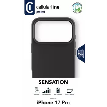 Cellularline Sensation – iPhone 17 Pro erittäin pehmeä silikonikuori Soft-Touch-pinnalla, täydellinen suojaamaan iPhone 17 Pron jokaisen yksityiskohdan tyylikkäästi ja mukavasti.