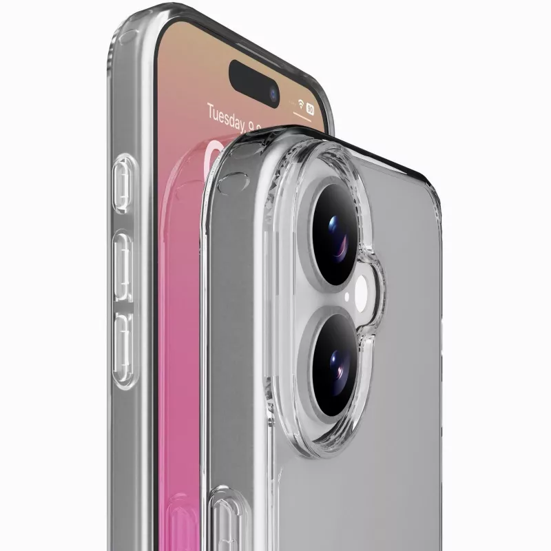 Cellularline Clear Protect – iPhone 17 kova kuori kumireunoilla