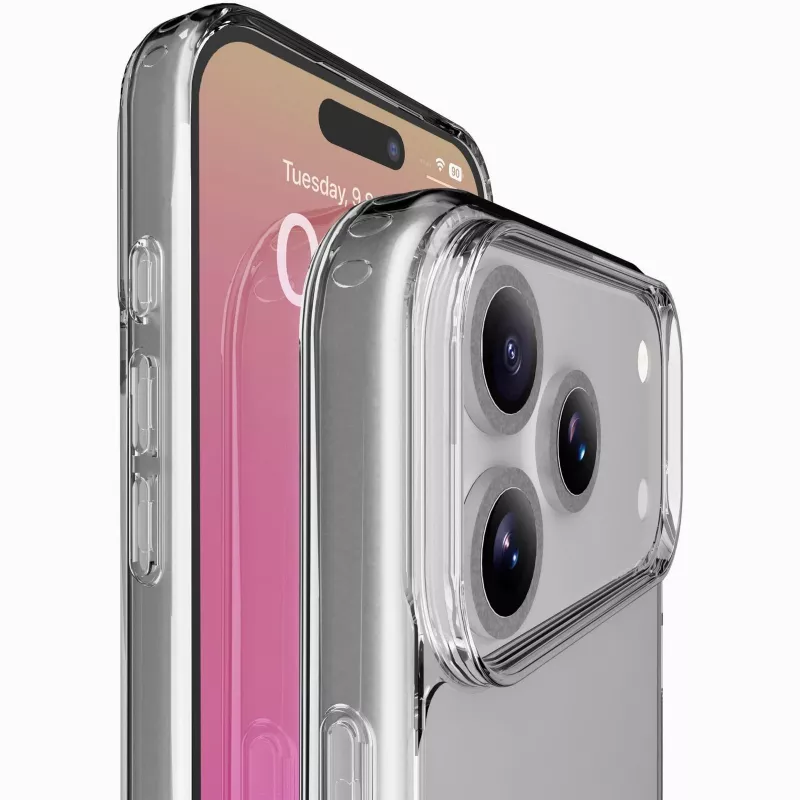 Cellularline Clear Protect - iPhone 17 Pro Max kova kuori kumireunoilla