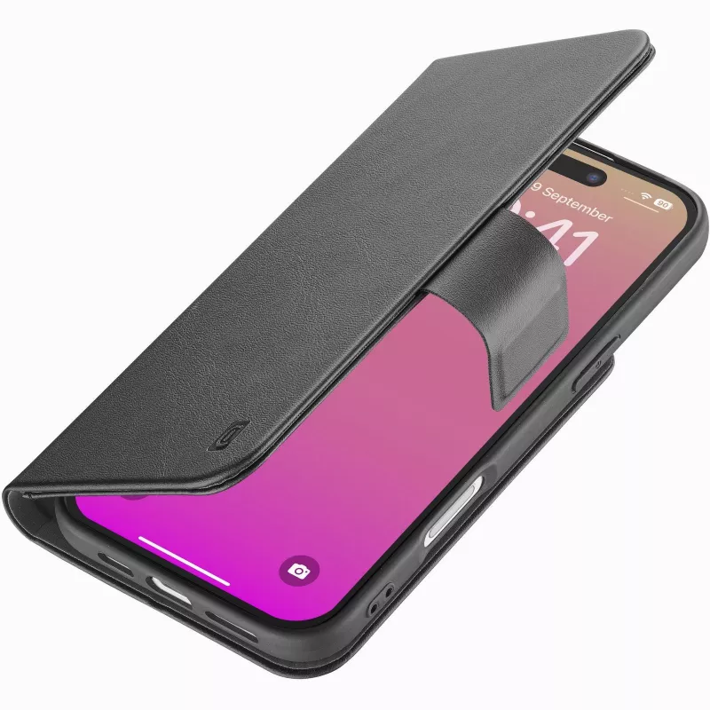 Cellularline Book Agenda – nahkajäljitelmäinen kirjakotelo magneettisulkimella iPhone 17:lle