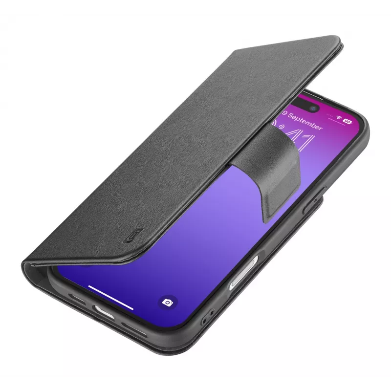 Cellularline Book Agenda – iPhone 17 Pro nahkajäljitelmäinen kirjakotelo magneettisulkimella